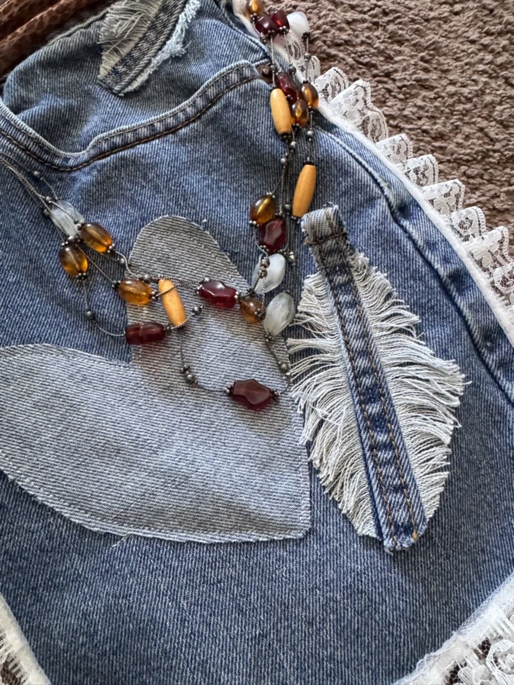 Custom Upcycled Denim Boho Fanny Belt - Picture 7 of 11